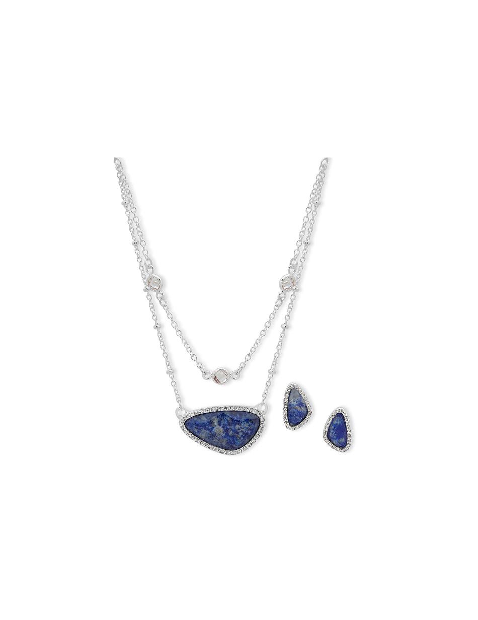 Ensembles de bijoux Anne Klein Inlay Pendant Necklace and Earring Pouch Set   | GON-1422080